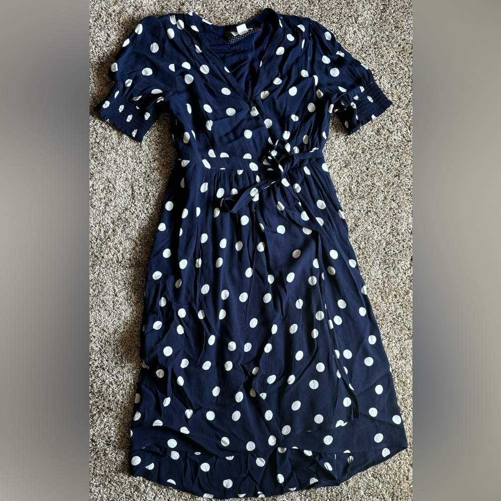 Faux Wrap Polka Dot Dress
